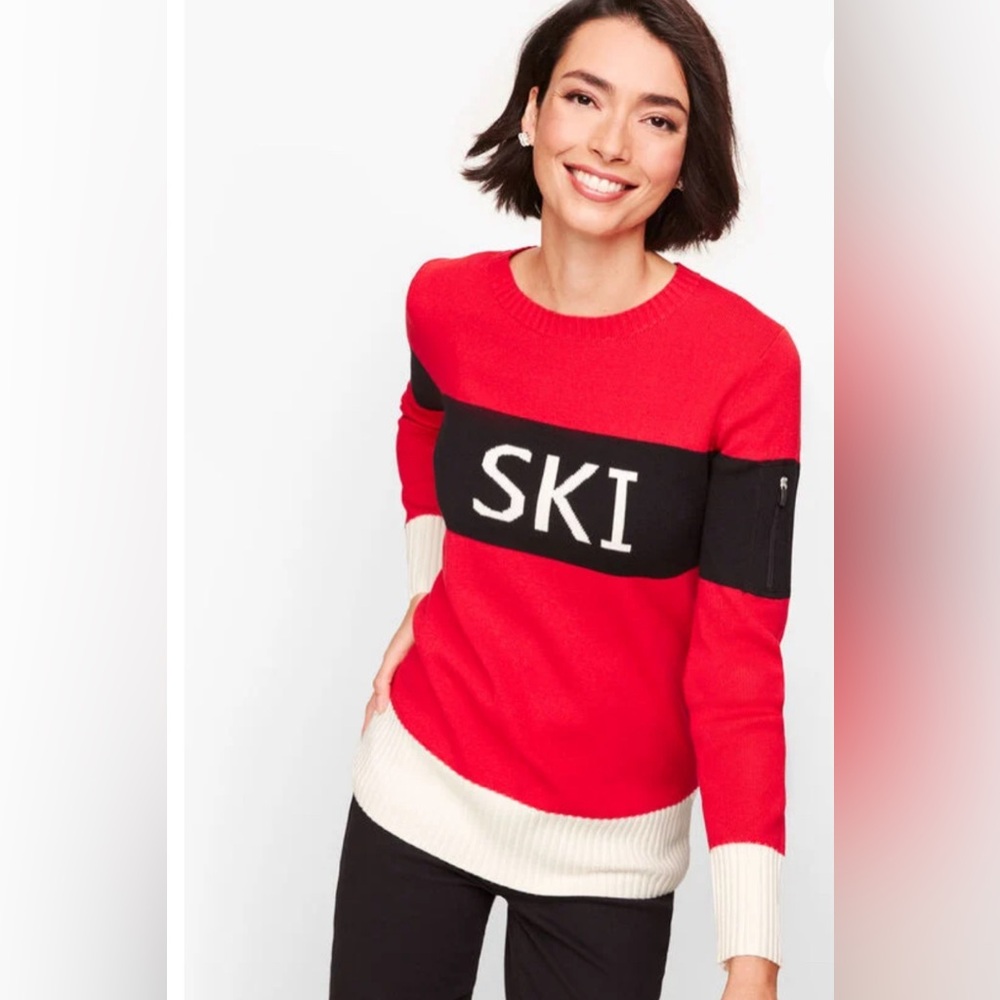 Talbots Red Ski Knit Crewneck Thermolite‎ Sweater